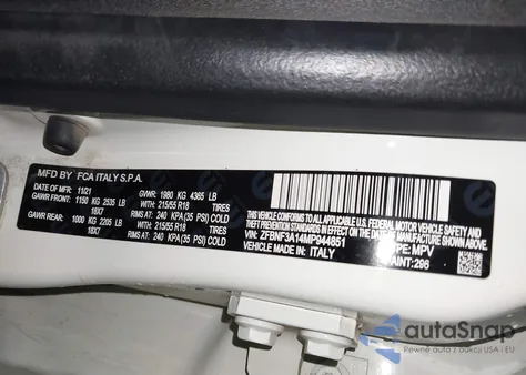 2021 Fiat 500X Pop Awd из США, поврежденный, VIN ZFBNF3A14MP944851